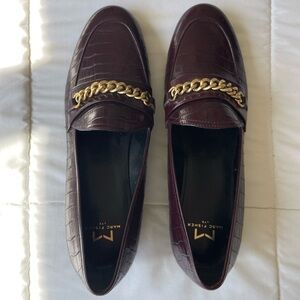 Marc Fisher Burgundy Loafers with Gold Chain